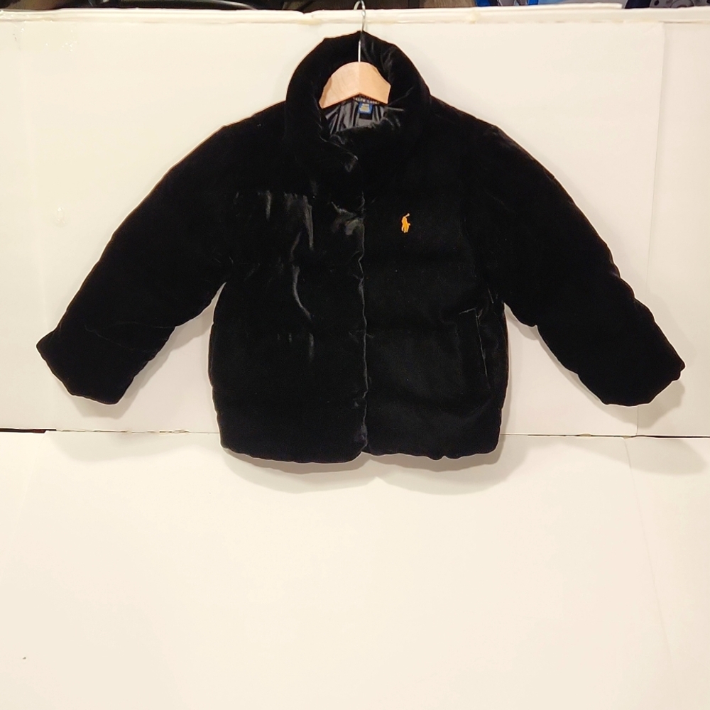 Polo Ralph Lauren girls velour black puffer coat